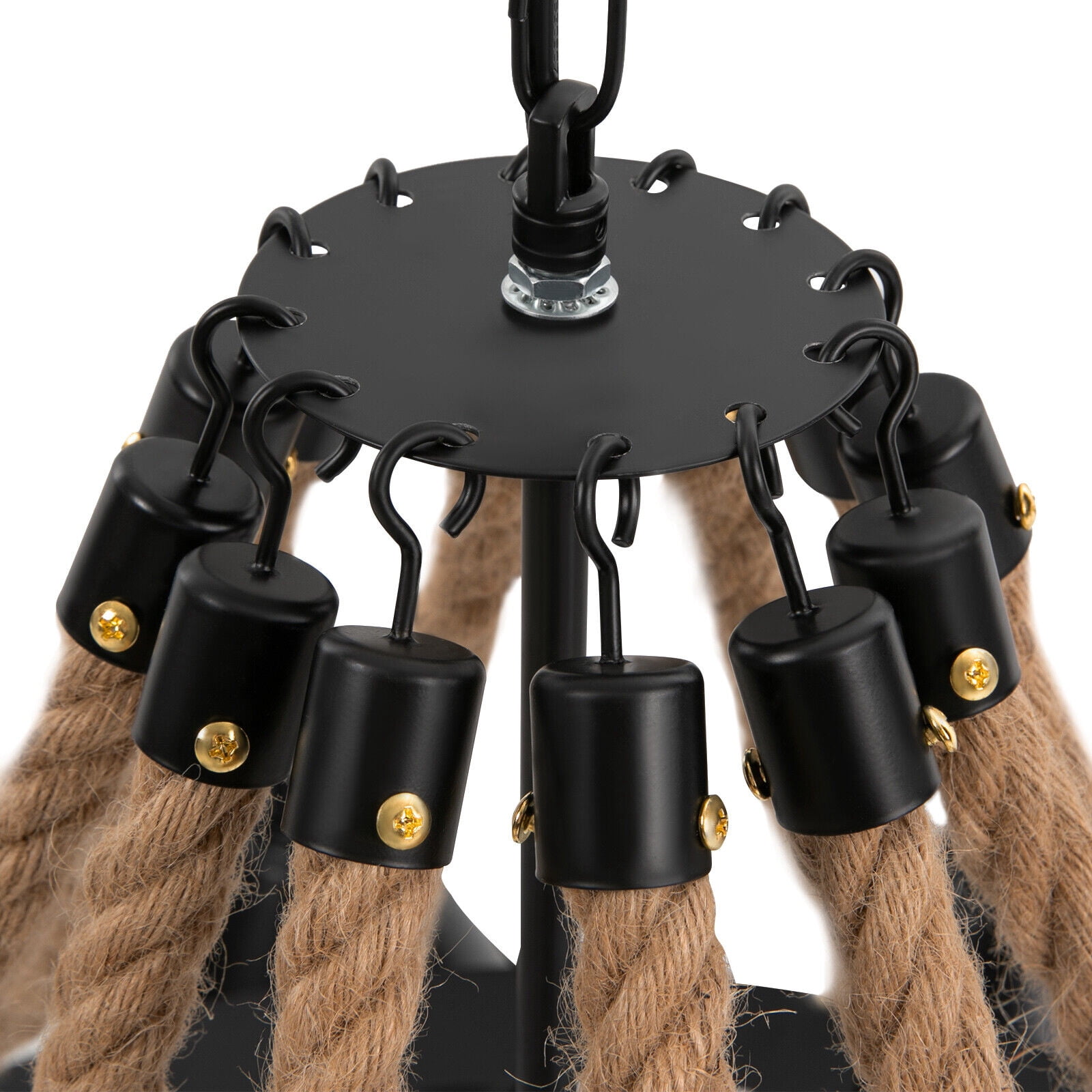 Miumaeov 12 Lights Vintage Industrial Pendant Lamp Hemp Rope Chandelier Ceiling Light Fixture for Cafe Bar Loft