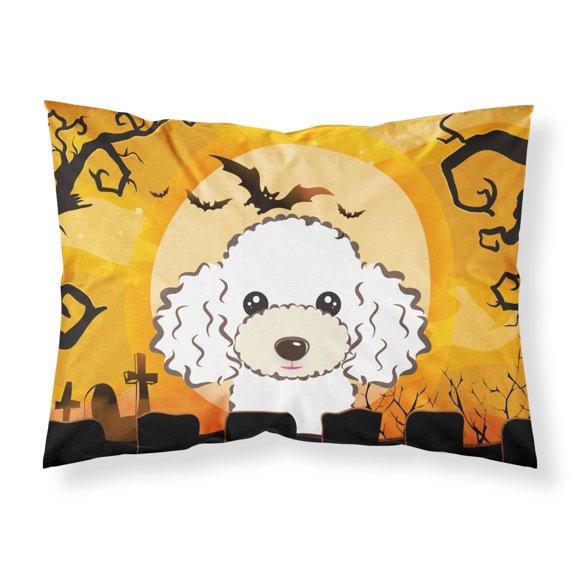 Carolines Treasures BB1815PILLOWCASE Halloween White Poodle Fabric Standard Pillowcase Standard multicolor