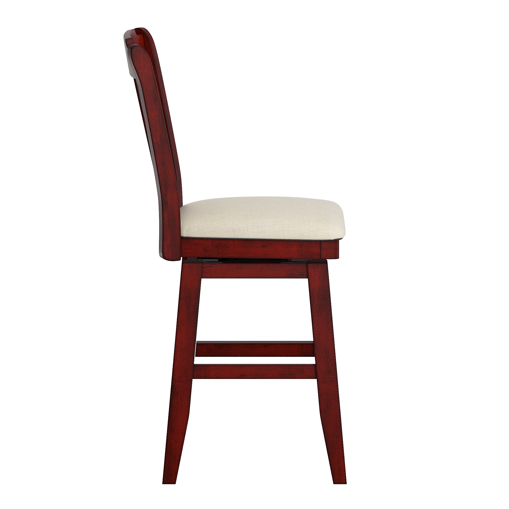 Weston Home Sheena Wood Slat Back 24-inch Counter Height Swivel Stool, Antique Berry Red