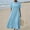 Blue, variant on Blmnix Dresses for Women Button Down Beach Dress Popover Under Dress Crew Neck Tea-Length Short Sleeve Casual Dresses for Women,M