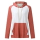 thumbnail image 2 of Gibobby Sudadera de Manga Larga Sudaderas con capucha informales para mujer Bloque de color Sudaderas con cordón de manga larga Tops ligeros con bolsillo （Rosa， M), 2 of 5