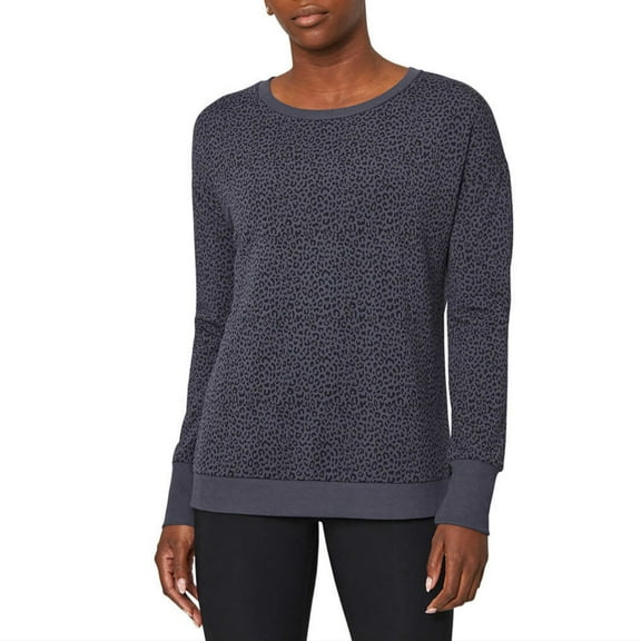 Mondetta Women's Leopard Print Soft Moisture Wicking Relaxed Fit Sweatshirt Top
