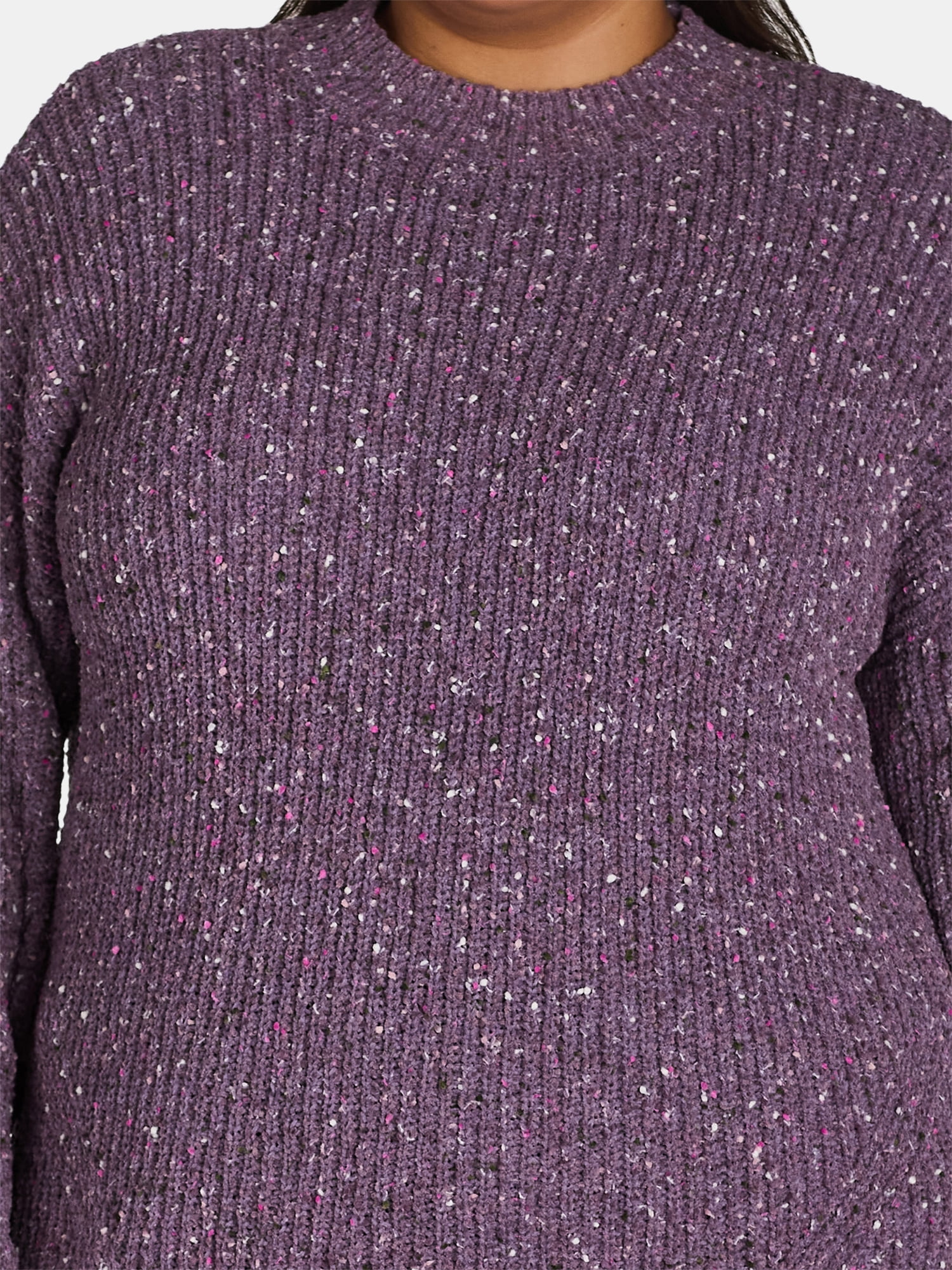 Terra & Sky Women’s Plus Size Mock Neck Chenille Sweater, Sizes 0X-5X