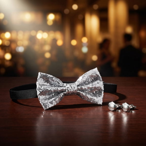 Amosfun Adjustable Pre-Tied Bow Tie for Men, Formal Tuxedo Accessory Ideal for Weddings, Proms, and Special Events