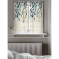 thumbnail image 5 of Blue Teal Botanical Curtains 54 Inch Length,Sheer Curtains for Bedroom Living Room Window Weeping Fall Eucalyptus Leaves Rustic Rod Pocket Drapes Kitchen Curtains Small Half Window 52"x54" 2 Panels, 5 of 6