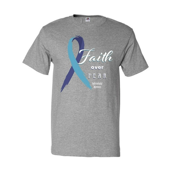Inktastic Faith over Fear Hydrocephalus Awareness with Blue Ribbon T-Shirt