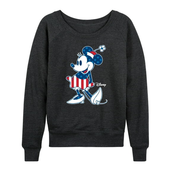 Disney - Americana - Minnie Flag Pattern - Women's Lightweight French Terry Long Sleeve Shirt