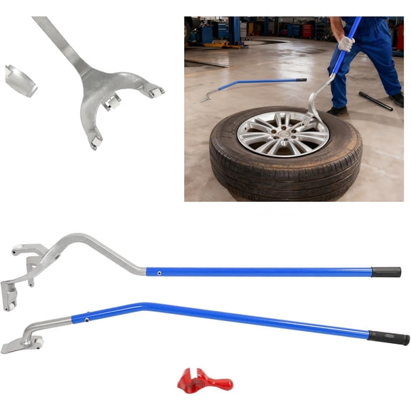 KOJEM Tire Mount Demount Tool Steel with Extra Bead Holder Tire Changing Tools Tubeless for Car Repairing (Blue Red Silvery)