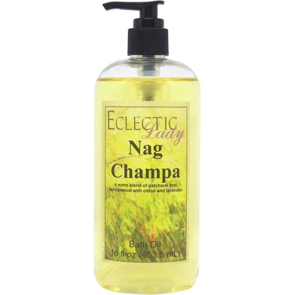 Nag Champa Bath Oil - Scented Body Oil - Relaxing & Moisturizing Bathing Oil - Fragrance Body Oil For Dry & Rough Sensitive Skin - 16 oz