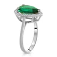 thumbnail image 4 of Galaxy Gold 3.16 Carat Total Weight 14K Solid White Gold Emerald with Natural Diamonds Halo Ring Brilliant Pear Tear Drop Shape Cut and Round Diamonds Anniversary Engagement Promise Ring (6.5), 4 of 4