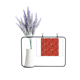 thumbnail image 1 of Record de notas musicales Rojo y negro Tarjeta de jarrón de lavanda artificial, 1 of 3