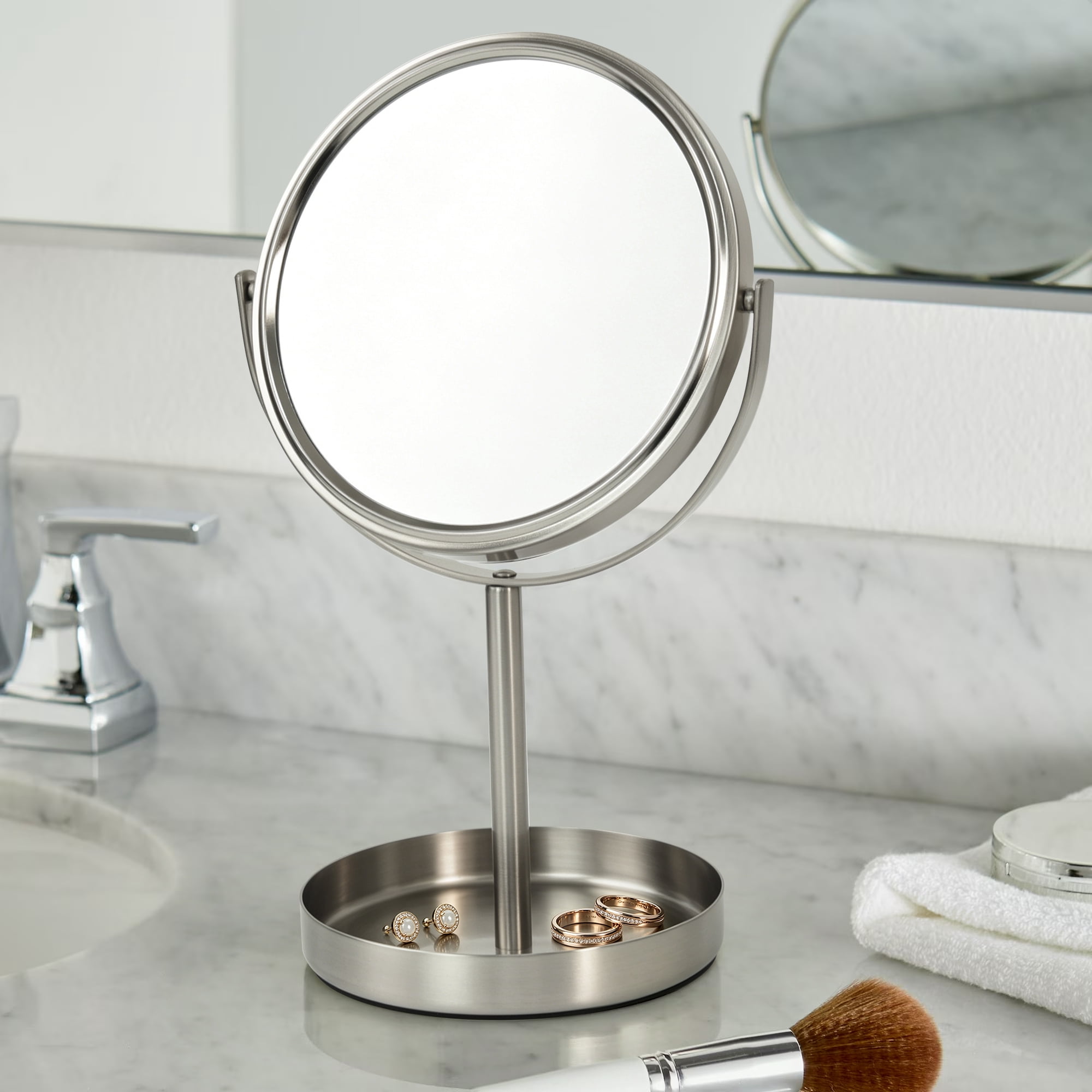 Better Homes & Gardens Satin Nickel Metal Mirror(featuring one side as a standard mirror).