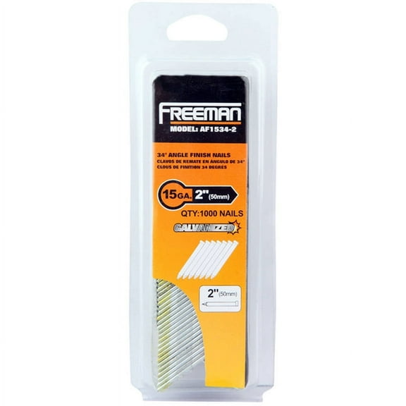 Freeman AF1534-2 15-Gauge 34 Degree Angle 2" Glue Collated Finish Nails (1000 Count)