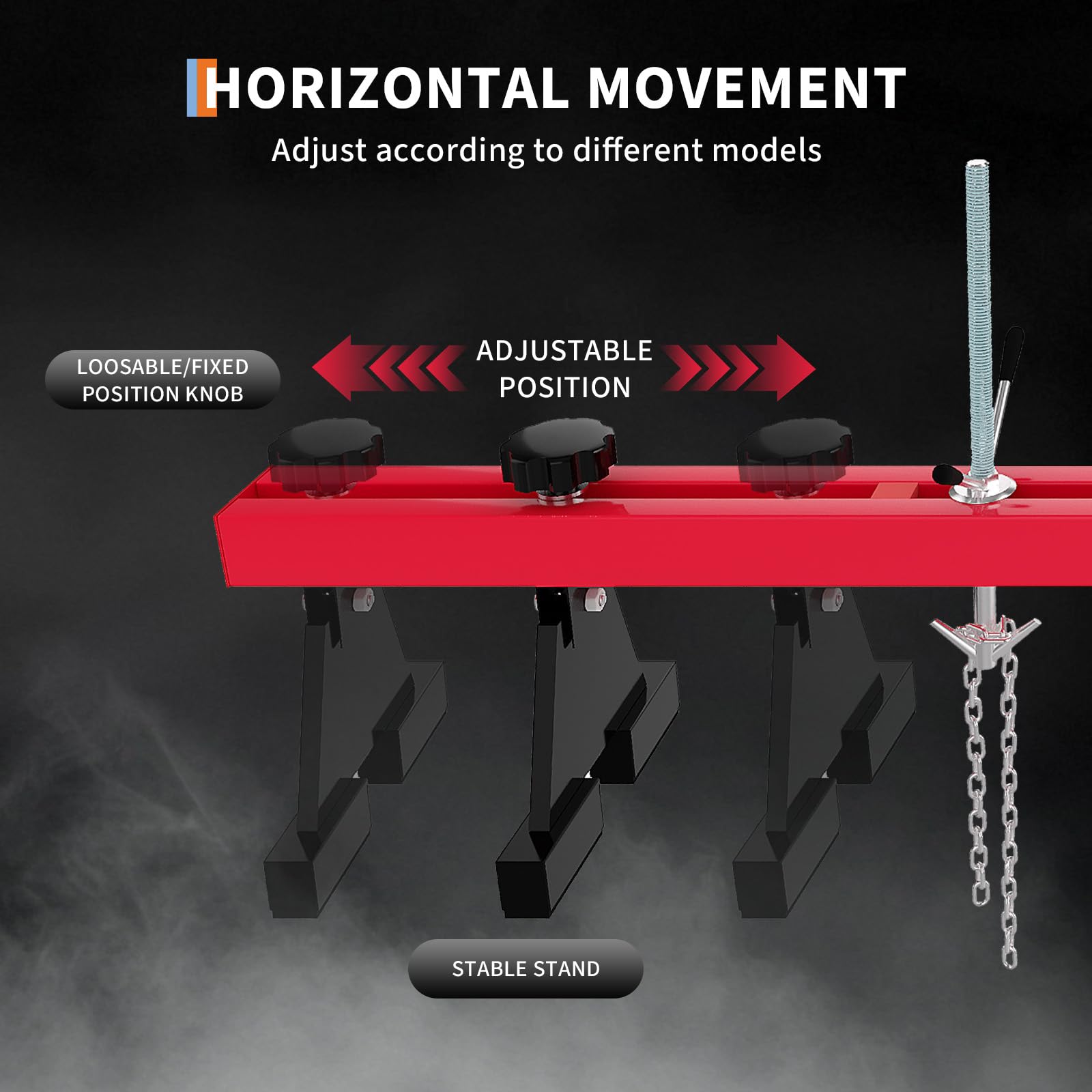 Towallmark 1100 Lbs Engine Support Bar Motor Hoist Leveler Adjustable Transverse w/ 2 Points Lift Holder Dual Hook Cross Hoist, Red