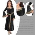 thumbnail image 7 of renvena Kids Girls Long Sleeve Medieval Princess Renaissance Maxi Dress Size 6-16 A Black 14, 7 of 7