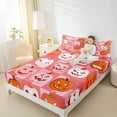 thumbnail image 4 of Feelyou Kawaii Pumpkin Full Size Sheets, Cartoon Halloween Bed Sheets, Pink Plaid Patchwork Sheet Sets, Breathable Home Decor,4 Pieces, 4 of 7