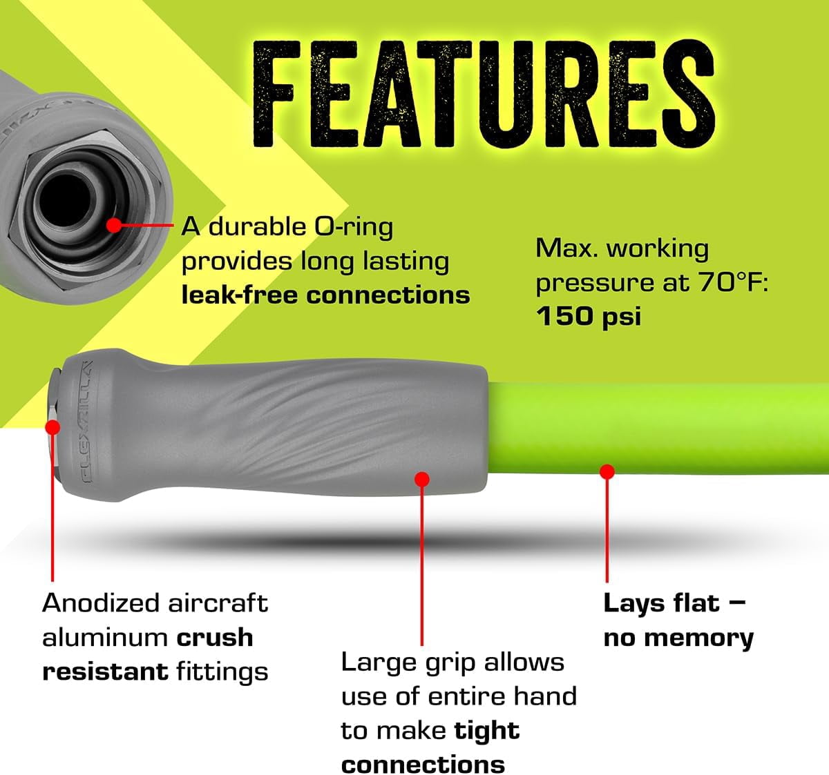 Neatifyes Garden Hose with SwivelGrip, 5/8 in. x 75 ft., Lightweight All-Weather Water Hose, Durable and Flexible, Leak-Free Connections