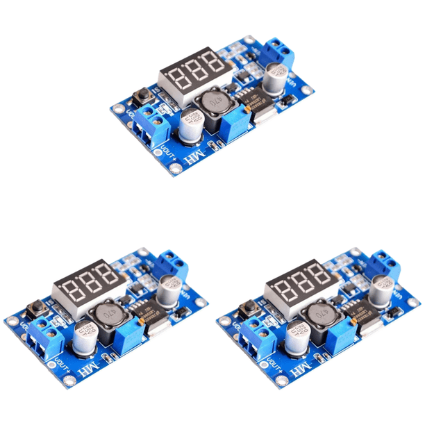 Módulo ajustable voltaje reductor LM2596 DC-DC 3A con voltímetro LED () azul