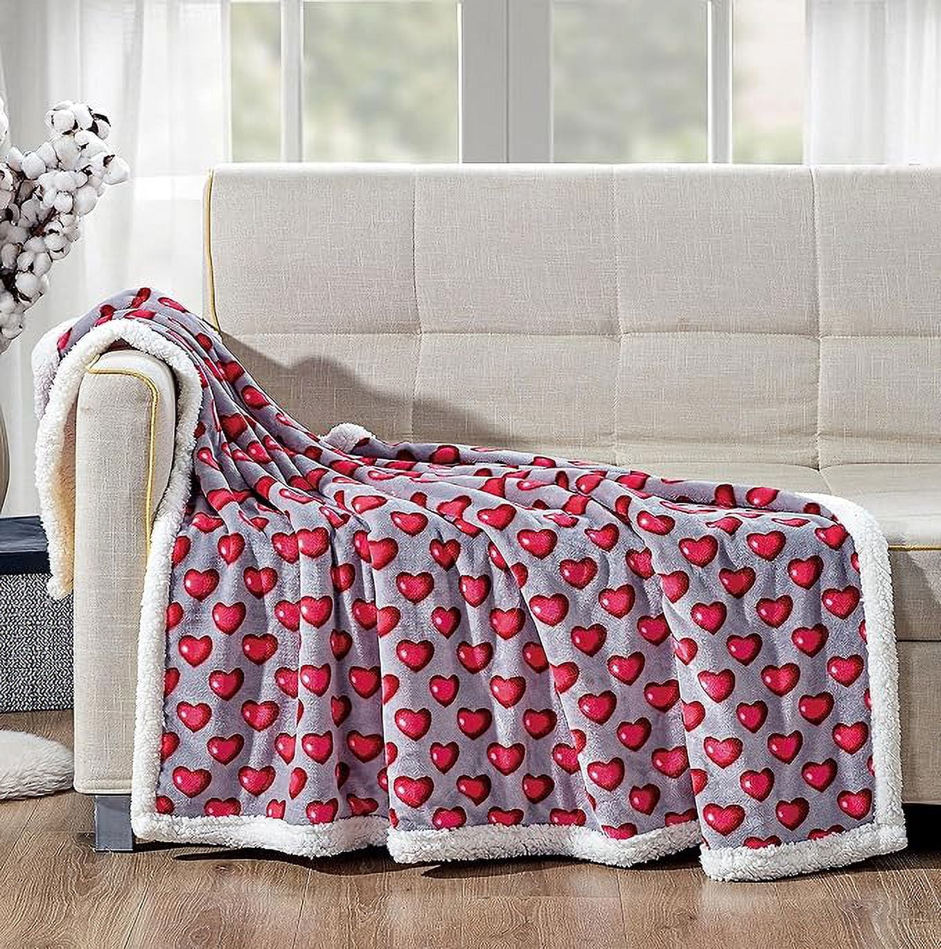 Elegant Comfort Throw Blanket, Reversible Sherpa Flannel, Soft, Fuzzy, Cozy and Plush- All season Lightweight Decorative Throw, 50 x 60 inches, Juliette Sherpa Throw