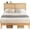 wood, variant on COZONY King Size Rattan Bed Frame W/ LED Lights, Natural Headboard, Silent Slats, Wood Foundation, No Box Spring