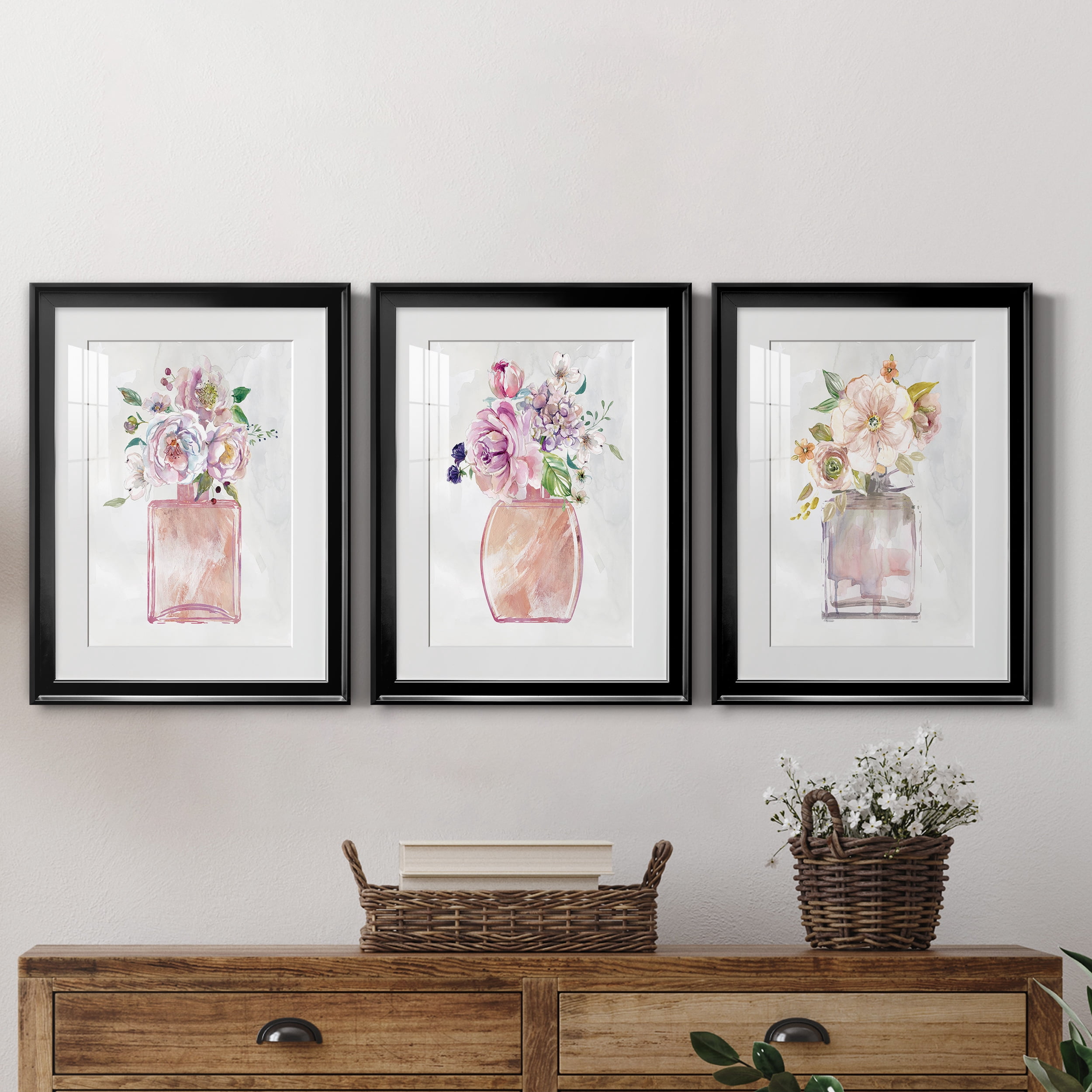 Fragrance of Summer I Premium Framed Prints Set of 3 - Ready to Hang - 18 x 24 Each - Black Frame