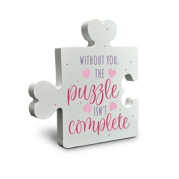 Valentine's Day Gift for Couples, Spouse, Partner, Without You the Puzzle Isn't Complete PVC Puzzle Piece Tabletop Decoration