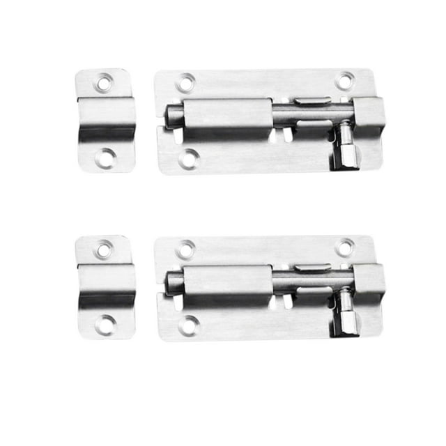 Door Slide Lock Keyless Entry Door Lock Thickened Stainless Steel Sliding Door Lock Easy To Install Gate Slide Lock With 12/24 Screws 2/4 Pack Outdated Kitchen