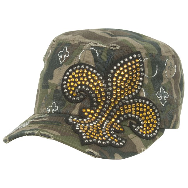 Top Headwear Beaded Fleur-de-Lis Cadet angustiado Cap - Camo TOP HEADWEAR Sombrero de cadete
