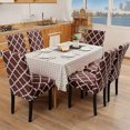 thumbnail image 2 of Stretch Dining Chair Covers, Geometric Print Dining Chair Slipcovers, Removable Washable Spandex Furniture Seat Protector for Kitchen Hotel Table Banquet (Pack of 4, 02_Brown), 2 of 8