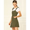 thumbnail image 4 of INSPIRE CHIC Women's Faux Suede A Line Short Button up Overall Dress Green S, 4 of 6