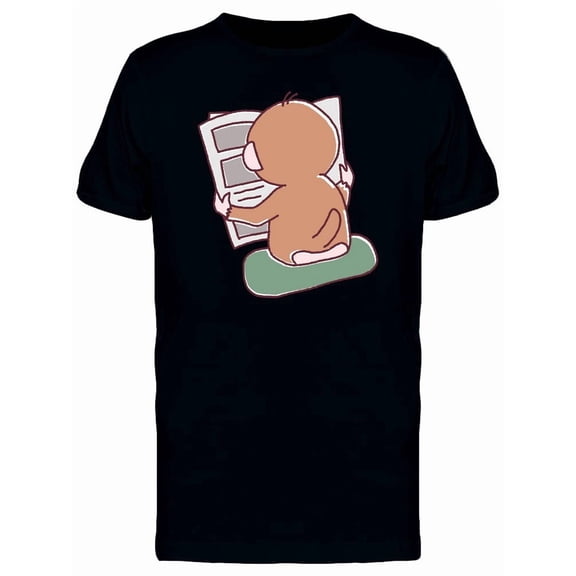 Monkey Reading Newspaper Cartoon Tee Men's -Image by Shutterstock