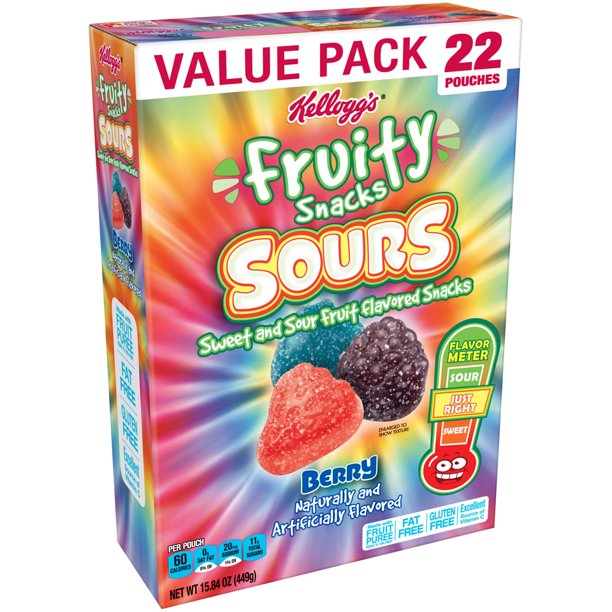 Kellogg's Fruity Snacks Berry Sours Fruit Snacks, 15.84 oz, 22 Count