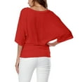 thumbnail image 3 of MKLEKYY Playeras Oversize Camiseta Holgada Con Cuello En V Y Mangas Murciélago Para Mujer, Talla Grande, Dobladillo Doblado, Lisa, Talla Grande Talla M, 3 of 3