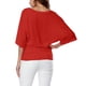 thumbnail image 3 of MKLEKYY Camisetas Mujer Camiseta Holgada Con Cuello En V Y Mangas Murciélago Para Mujer, Talla Grande, Dobladillo Doblado, Lisa, Talla Grande Talla XXXXL, 3 of 3