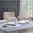thumbnail image 2 of Fauteuil d'Appoint en Velours Beige avec Base Chromée Argentée - 1 Fauteuil, 2 of 4