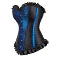 thumbnail image 2 of Grebrafan Corset Tight Lacing Women Pirate Renaissance Top Blue S, 2 of 5