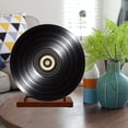 thumbnail image 4 of BESTYASH 1Pcs Vinyl Record Organizer Brown Iron Wood Minimalist Rack for Home Decoration, 4 of 8