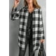 thumbnail image 3 of ABPHQTO Abrigo camisero a cuadros negro con cuello vuelto para mujer, 3 of 5