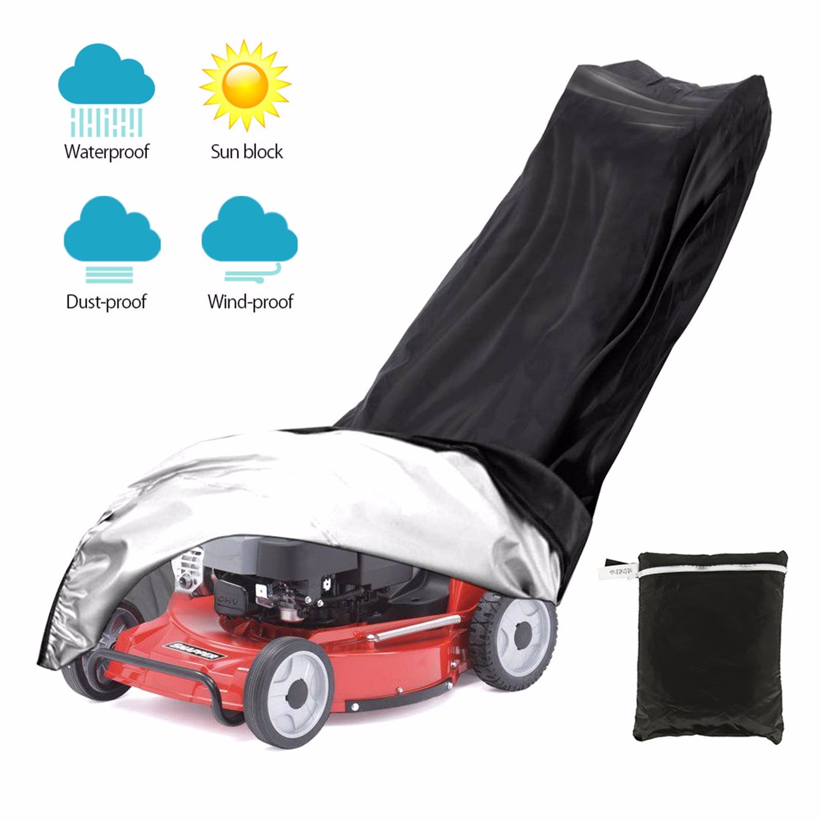 21" Waterproof Walk Behind Push Lawn Mower Cover Storage Dust Rain UV Protector 