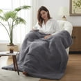 thumbnail image 3 of Westinghouse Electric Blankets Heated Throw Soft Cozy Sherpa Heating Blanket, 6 Heat Settings & 2-10 Hours Time Setting, Dark Grey Back Printing 50x60in, 3 of 7