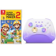 Super Mario Maker 2 Game Disc and Upgraded Switch Pro Controller for Nintendo Switch/PC/IOS/Android/Steam with Hall Effect Joysticks & Triggers Purple