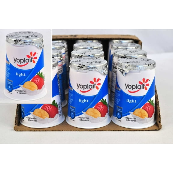 Yoplait Light Strawberry Banana Smoothie Yogurt, 6 Ounce -- 12 per case.