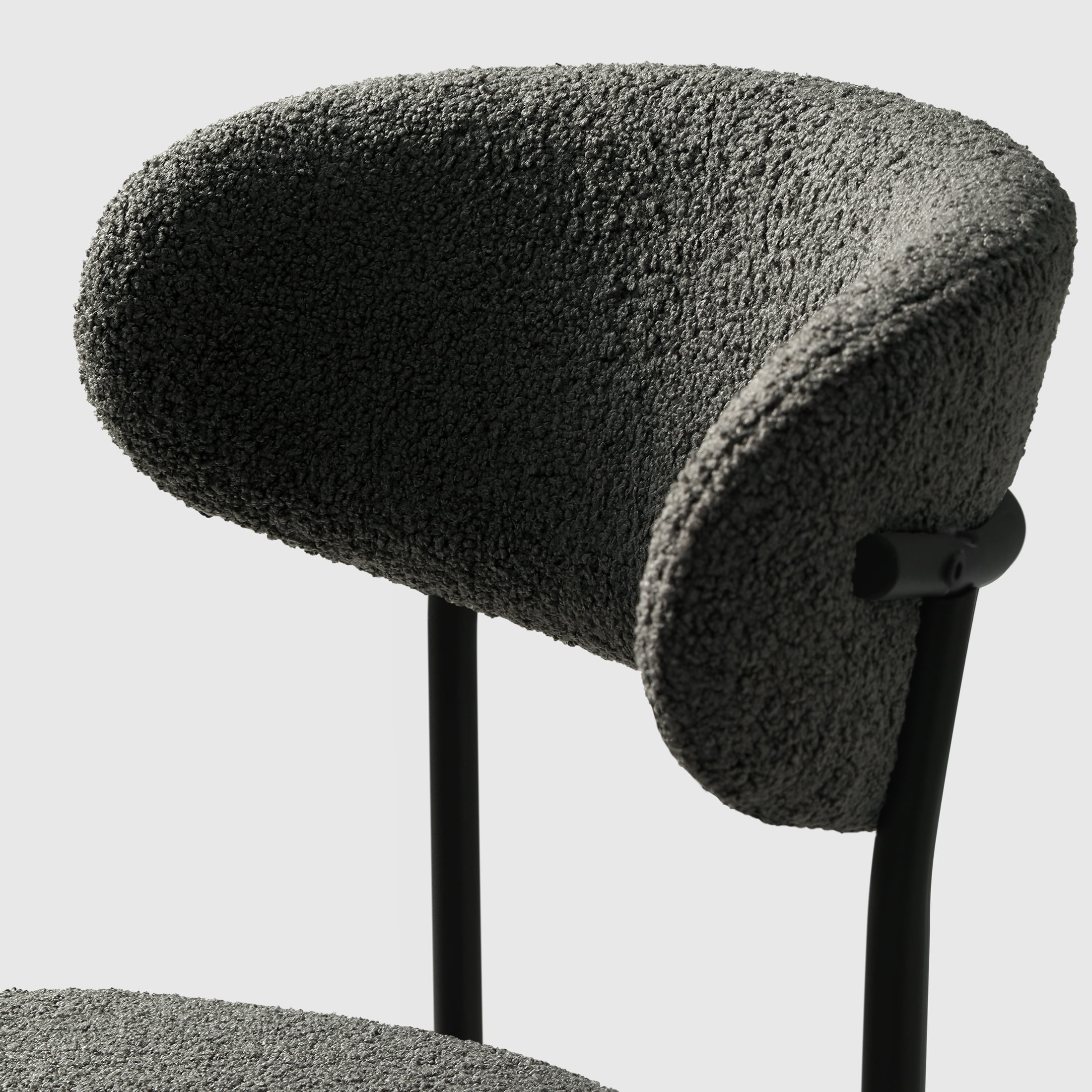 WestinTrends Alexandria Mid-Century Modern Upholstered Sherpa Round Dining Chairs (Set of 2), Charcoal Gray