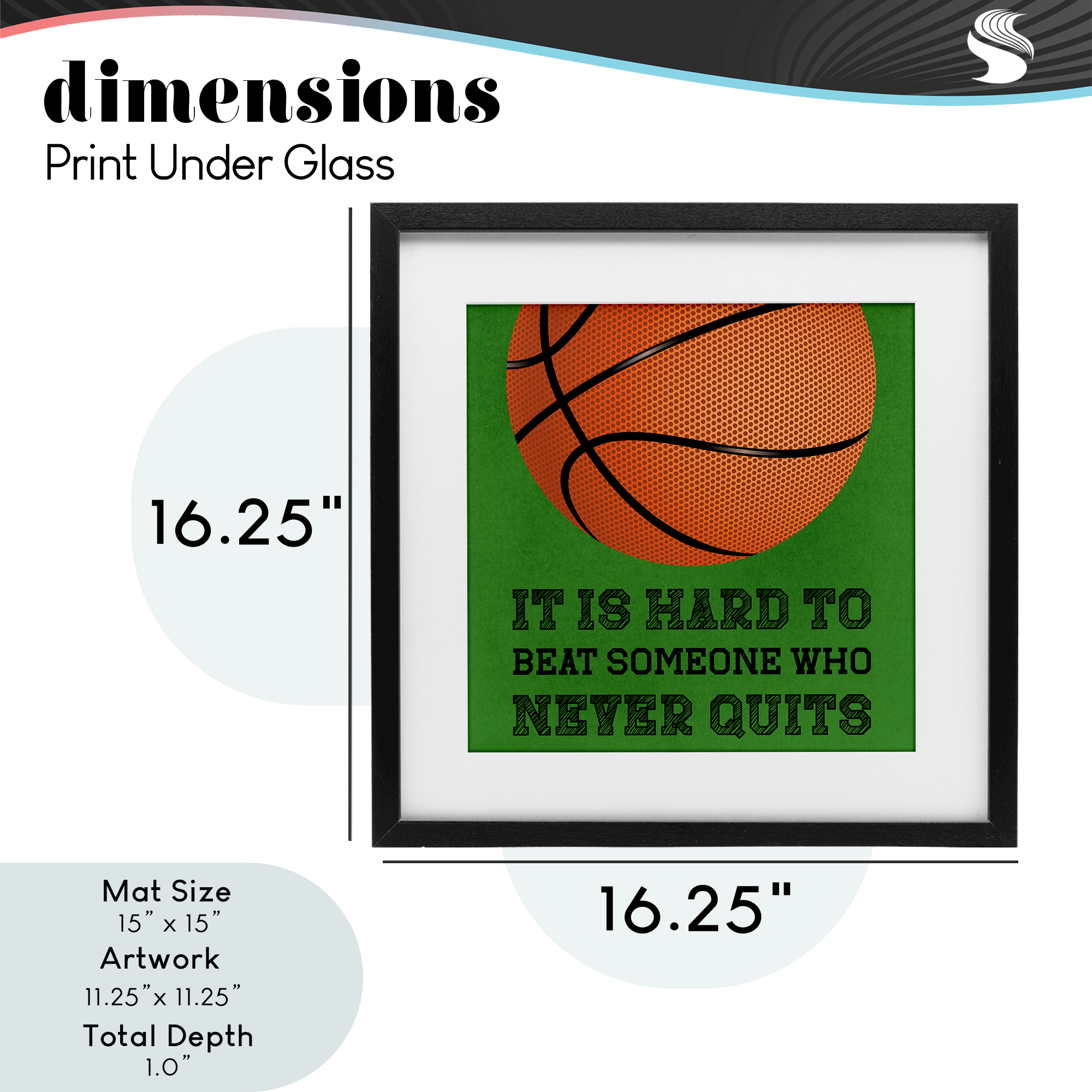 Someone Who Never Quits Black Framed Print Under Glass, design by Marcus Prime