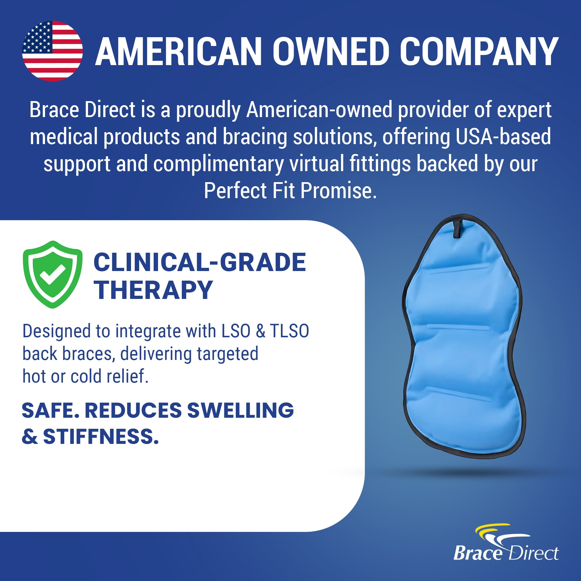 Brace Direct Back Brace Hot/Cold Therapy Pack – Small, Oval & Large – Compatible with Brace Direct & Brace Align Braces
