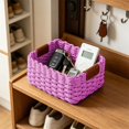 thumbnail image 2 of Woven Rope Storage Basket Wicker Baskets ,Natural Paper Rope ,Decorative Storage for Countertop Toilet Paper Basket for Toilet Bedroom Kitchen Small Baskets,Pink,8.3x5.9x3.9in S, 2 of 6
