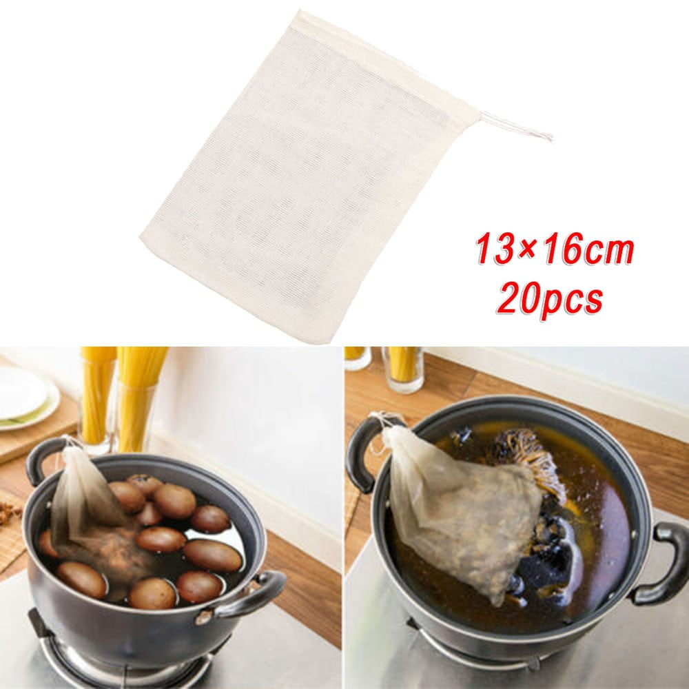 Mduoduo Food Filter Mesh Cotton Bag Reusable Drawstring Milk Juice Jelly  Filter Bags 20 Pcs