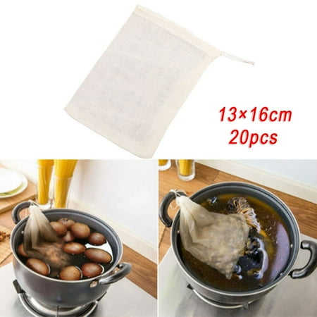 

20Pcs Reusable Food Filter Mesh Cotton Bag Juice Bean Soup Cook Purifier Unbleached