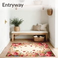 thumbnail image 3 of ODIKA 3'x5' Machine Washable Non-Slip Area Rug, Garden Elegance Floral with Rose Hues and Colorful Botanical Details High Traffic Rug, Beige, 61727, 3 of 7