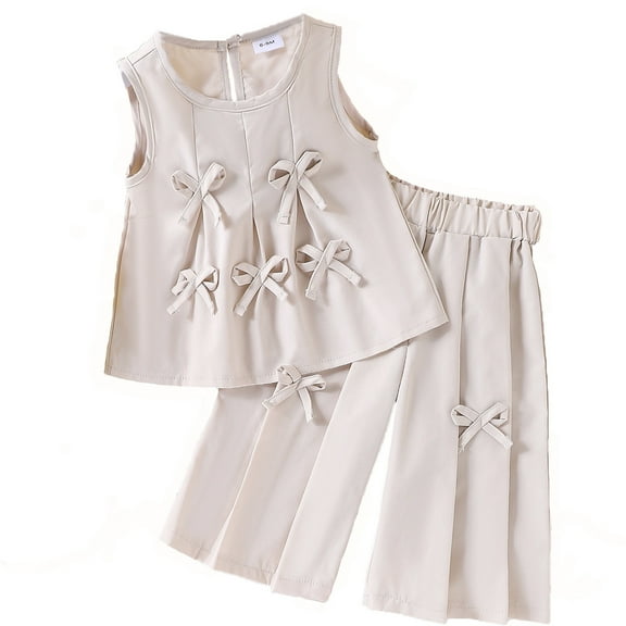 MEZZALL Summer Girls Outfits Sets Toddler Casual Sleeveless Tops Ruffled Shorts Sets Comfortable Playwear Everyday Wear Clothes Sets Fashionable